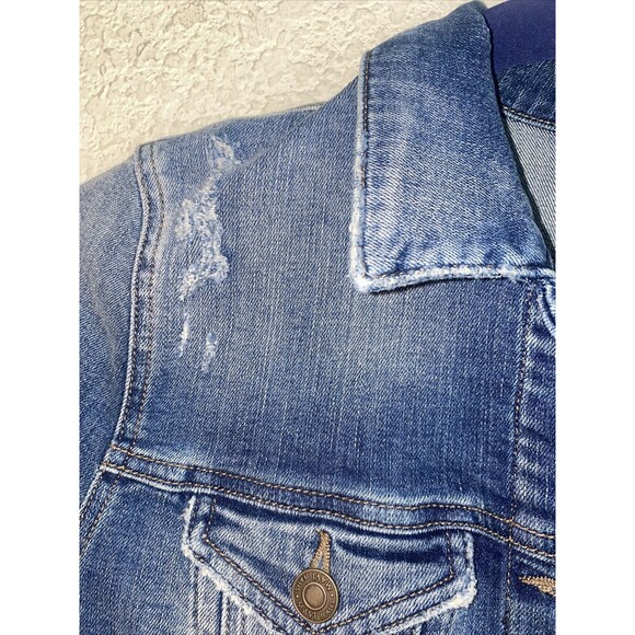 new Mavi Jeans Samantha Crop jean jacket Distressed S Y2k 90s goth grunge - Picture 3 of 12